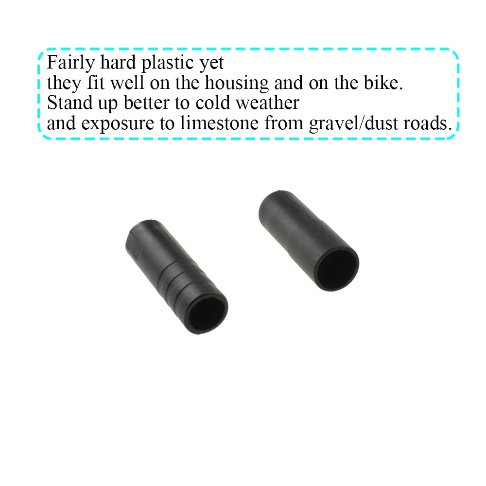 Hao Pro 5mm Diameter Plastic Brake Cable Cap and 4mm Shift Cable Cap Prevent Fraying Easily Replace Less Interference Bicycle Housing Ferrule Wire Crimp Black 60 PCS for Mountain Bike Road Bike