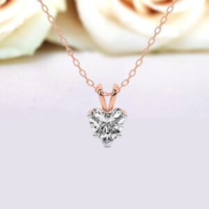 FRIENDLY DIAMONDS Diamond Pendant Necklace For Women | 1 Carat IGI Certified Heart Shape Lab Grown Diamond | Quartze Split Bail Solitaire Lab Diamond Pendant In 14K Rose Gold | FG-VS1-VS2 Quality