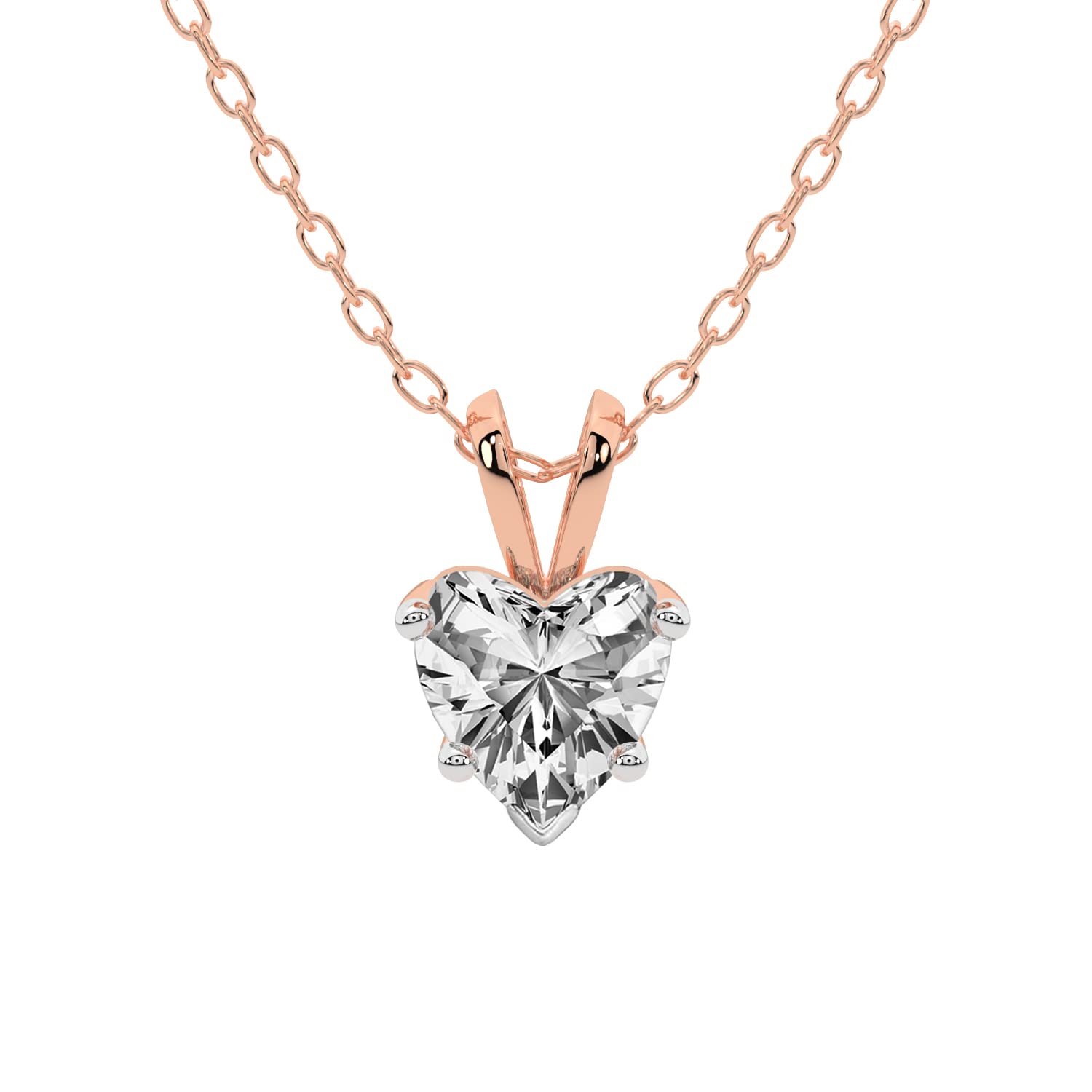 FRIENDLY DIAMONDS Diamond Pendant Necklace For Women | 1 Carat IGI Certified Heart Shape Lab Grown Diamond | Quartze Split Bail Solitaire Lab Diamond Pendant In 14K Rose Gold | FG-VS1-VS2 Quality