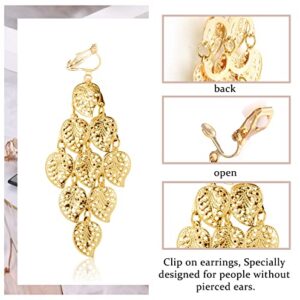 HAIAISO 9Pairs Clip on Drop Earrings for Women Statement Rattan Resin Acrylic Tassel Drop Dangle Earrings Lightweight Geometric Hoop Non Piercing Fashion Earrings-style