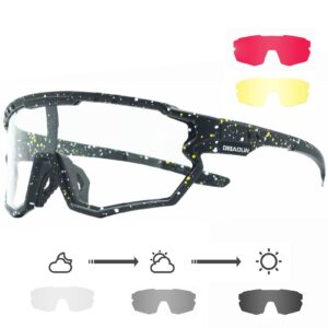 sportssunglasses photochromiccyclingglasses 3 lenses cycling, baseball,fishing, ski running,golf (black)