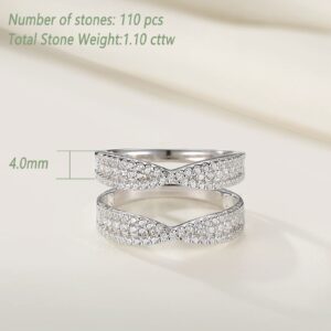 Wuziwen Sterling Silver Cubic Zirconia Infinity Wedding Band Guard Ring Enhancer for Women Size 8