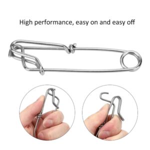 SOONALL 10Pcs Longline Snap Clip, Stainless Steel Long Line Fishing Tuna Clips, Longline Branch Hangers Snap Clip Tuna Clamp Fishing Tackle - 2.6X100mm