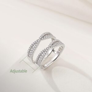 Wuziwen Sterling Silver Cubic Zirconia Infinity Wedding Band Guard Ring Enhancer for Women Size 8