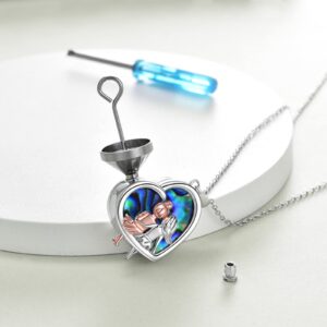 AOBOCO Sister Best Friend Urn Necklace Sterling Silver Sister Urn Heart Pendant for Ashes Sisters Jewelry