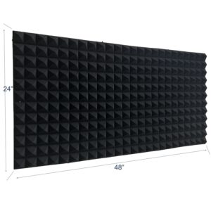 8 Pack Acoustic Foam Panels，Musical instrument room cinema KTV acoustics Panel black PYRAMID large size sound absorbing foam board 2" × 24” × 48”