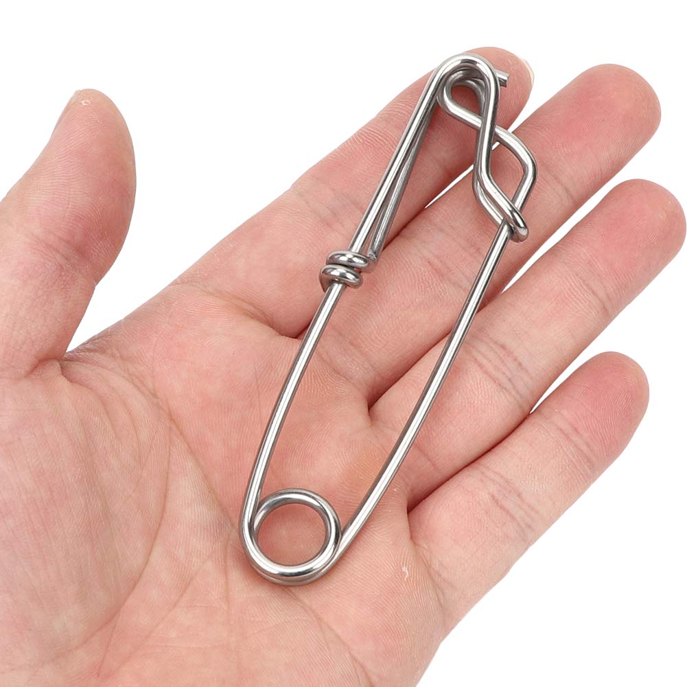 SOONALL 10Pcs Longline Snap Clip, Stainless Steel Long Line Fishing Tuna Clips, Longline Branch Hangers Snap Clip Tuna Clamp Fishing Tackle - 2.6X100mm