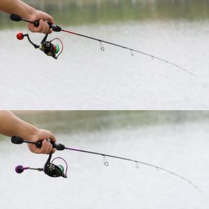 Sougayilang Fishing Rod and Reel Combo, Lightweight Purple Spinning Reel with 2 Pieces Fishing Pole Combo for Crappie, 1000/2000 Spinning Reel Set-1.8m-2000 Reel-Purple