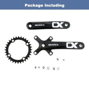 PETCHOR Square Taper Crankset MTB, Mountain Bike Single Speed Crankset, Bicycle Crank Arm Set 170mm 104BCD, 34T Chainring & Bolts