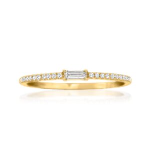 rs pure by ross-simons 0.15 ct. t.w. baguette and round diamond ring in 14kt yellow gold. size 7