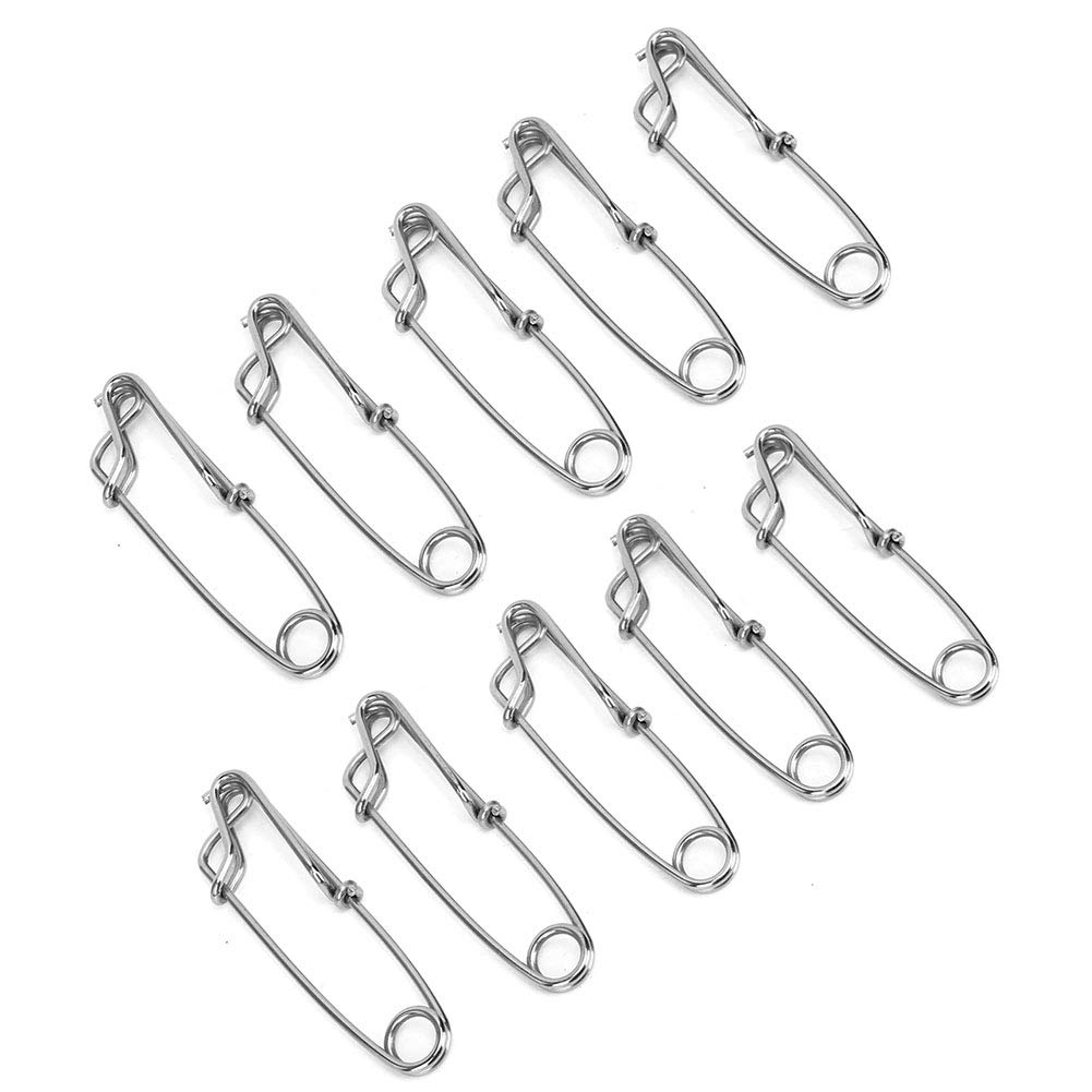 SOONALL 10Pcs Longline Snap Clip, Stainless Steel Long Line Fishing Tuna Clips, Longline Branch Hangers Snap Clip Tuna Clamp Fishing Tackle - 2.6X100mm