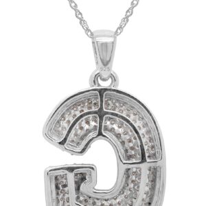 SAVEARTH DIAMONDS 1 1/8 Carat Round Cut Lab Created Moissanite Diamond Initial Bubble Letter G Pendant Necklace In 14k White Gold Over Sterling Silver With 18" Chain (VVS1, 1.13 Cttw)