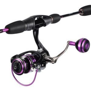 Sougayilang Fishing Rod and Reel Combo, Lightweight Purple Spinning Reel with 2 Pieces Fishing Pole Combo for Crappie, 1000/2000 Spinning Reel Set-1.8m-2000 Reel-Purple