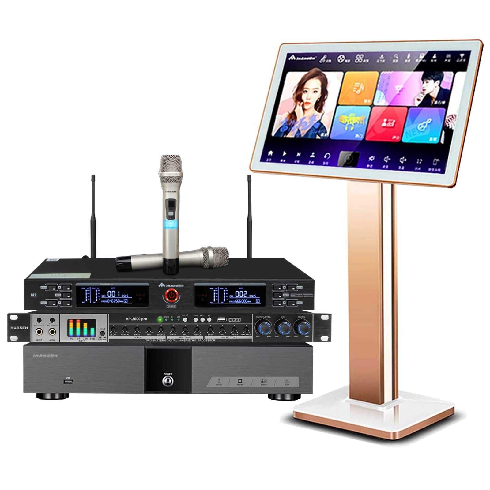 Karaoke Machine,inandonkod,2024 New Model KV-V5 Max Chinese Karaoke Player, with Reverb Wireless Microphone, 22 Inch Capacitive Touch Screen Free Cloud Download Function YouTube APP