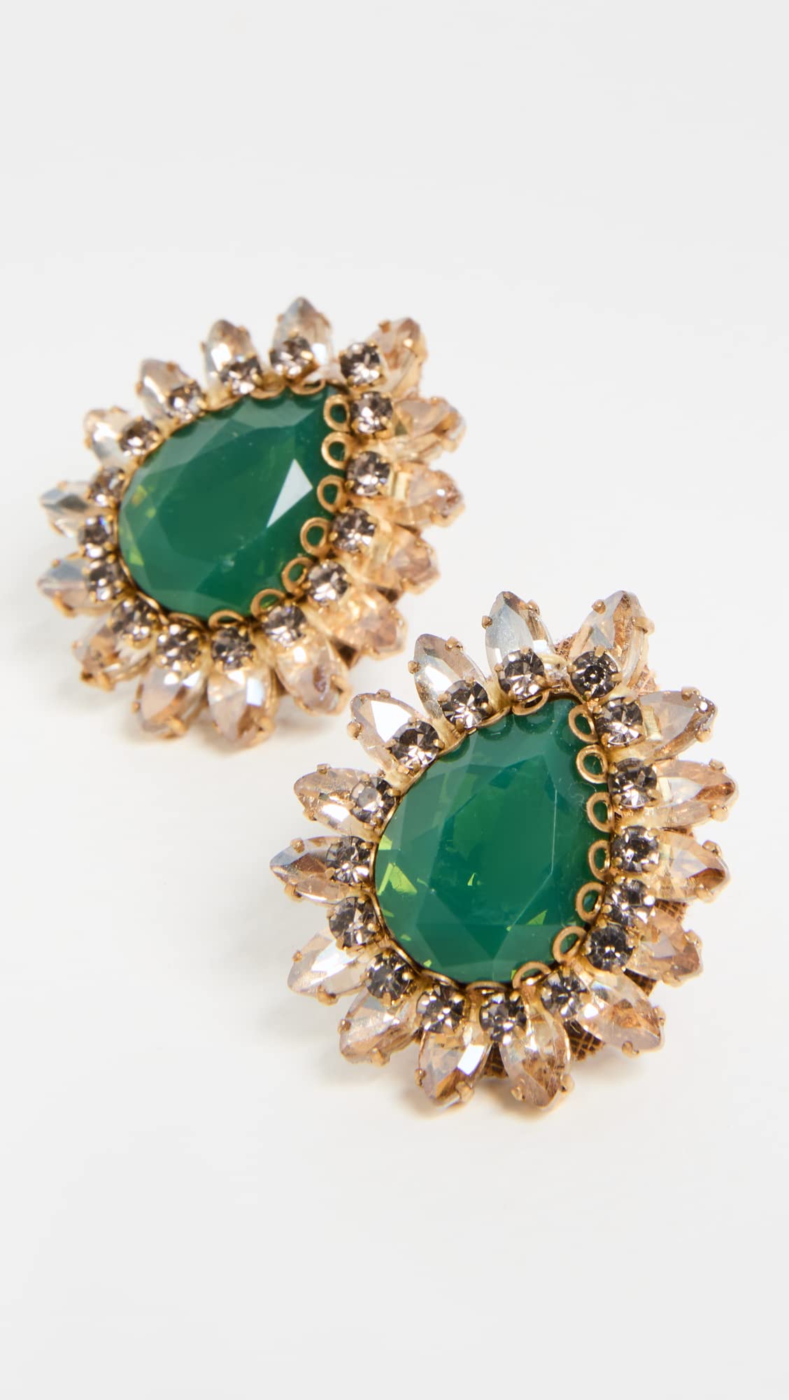 Deepa Gurnani Women's Deepa by Deepa Gurnani Leesha Brass Earrings, Emerald, Green, One Size