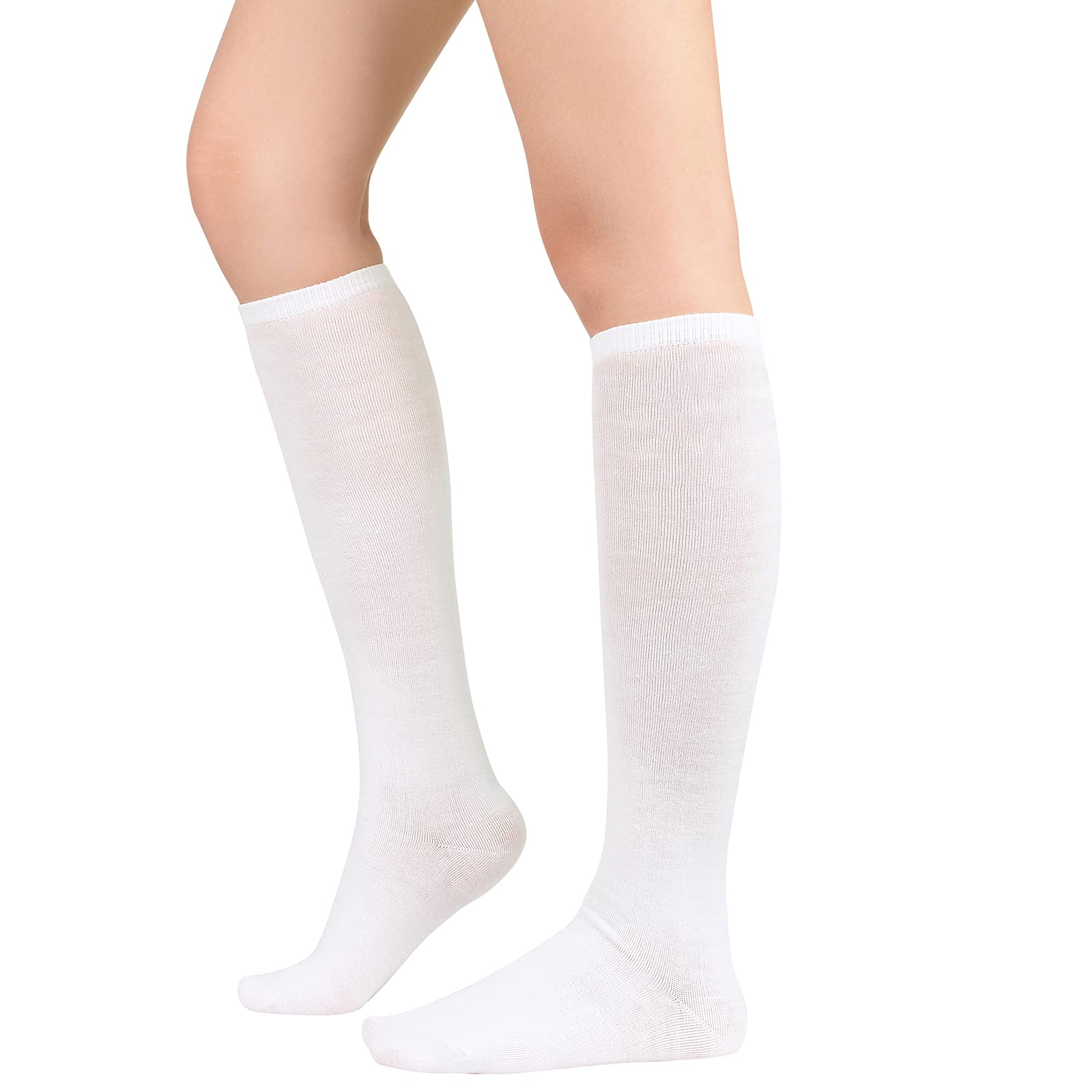 American Trends Knee High Socks for Women Casual Athletic Solid Color Thigh High Socks Leg Warmers Compression Socks 1 Pack White