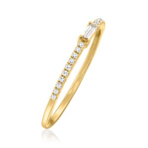 RS Pure by Ross-Simons 0.15 ct. t.w. Baguette and Round Diamond Ring in 14kt Yellow Gold. Size 9