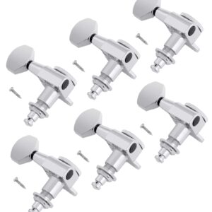 Rubatone Locking Guitar String Tuning Pegs Sealed Machine Heads Tuners Tuning Keys 6 In Line for Right Handed Electric Guitar or Acoustic Guitar Chrome.