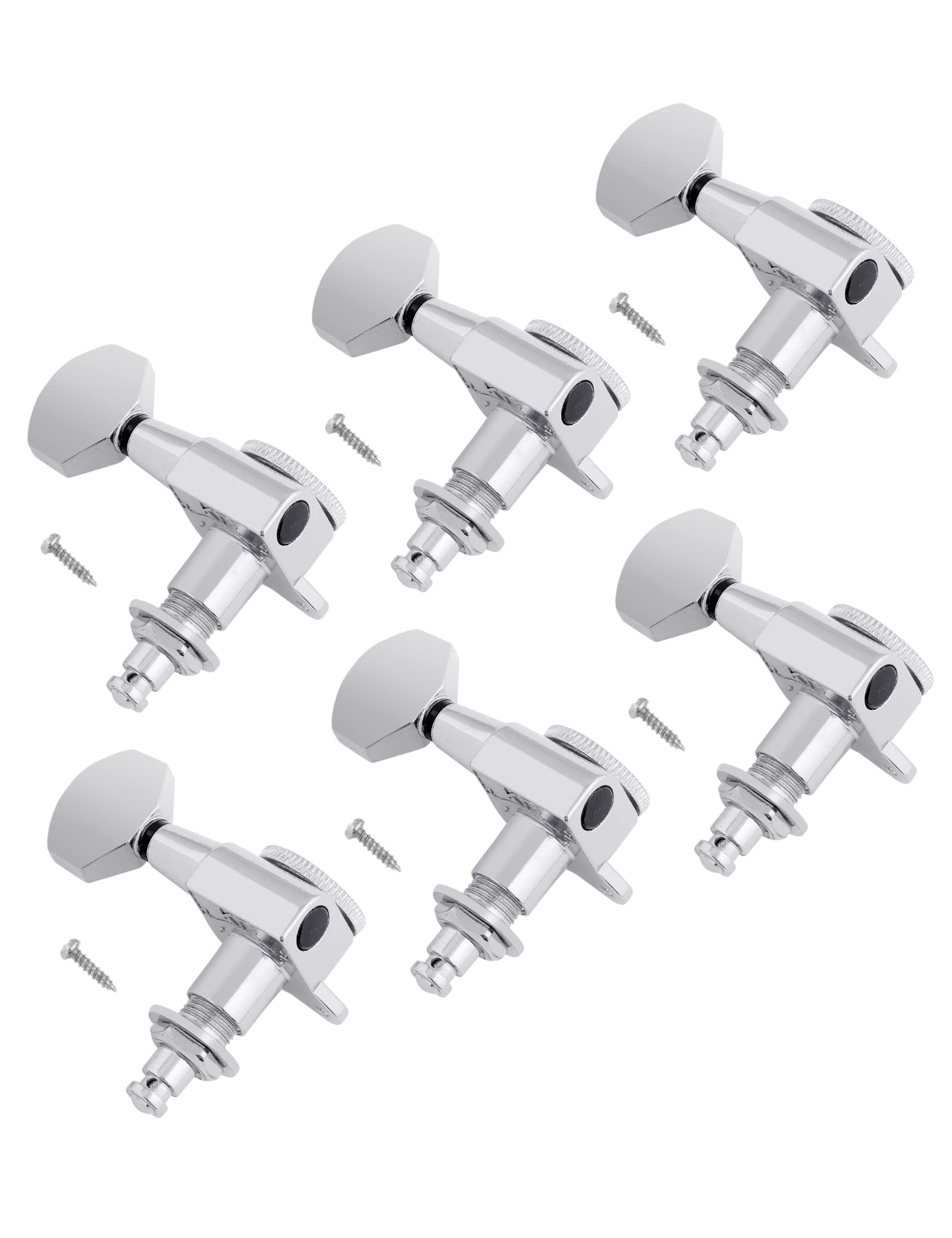 Rubatone Locking Guitar String Tuning Pegs Sealed Machine Heads Tuners Tuning Keys 6 In Line for Right Handed Electric Guitar or Acoustic Guitar Chrome.