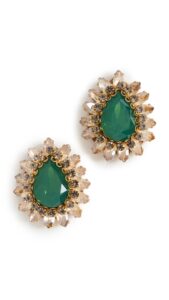 deepa gurnani women's deepa by deepa gurnani leesha brass earrings, emerald, green, one size