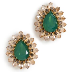 Deepa Gurnani Women's Deepa by Deepa Gurnani Leesha Brass Earrings, Emerald, Green, One Size