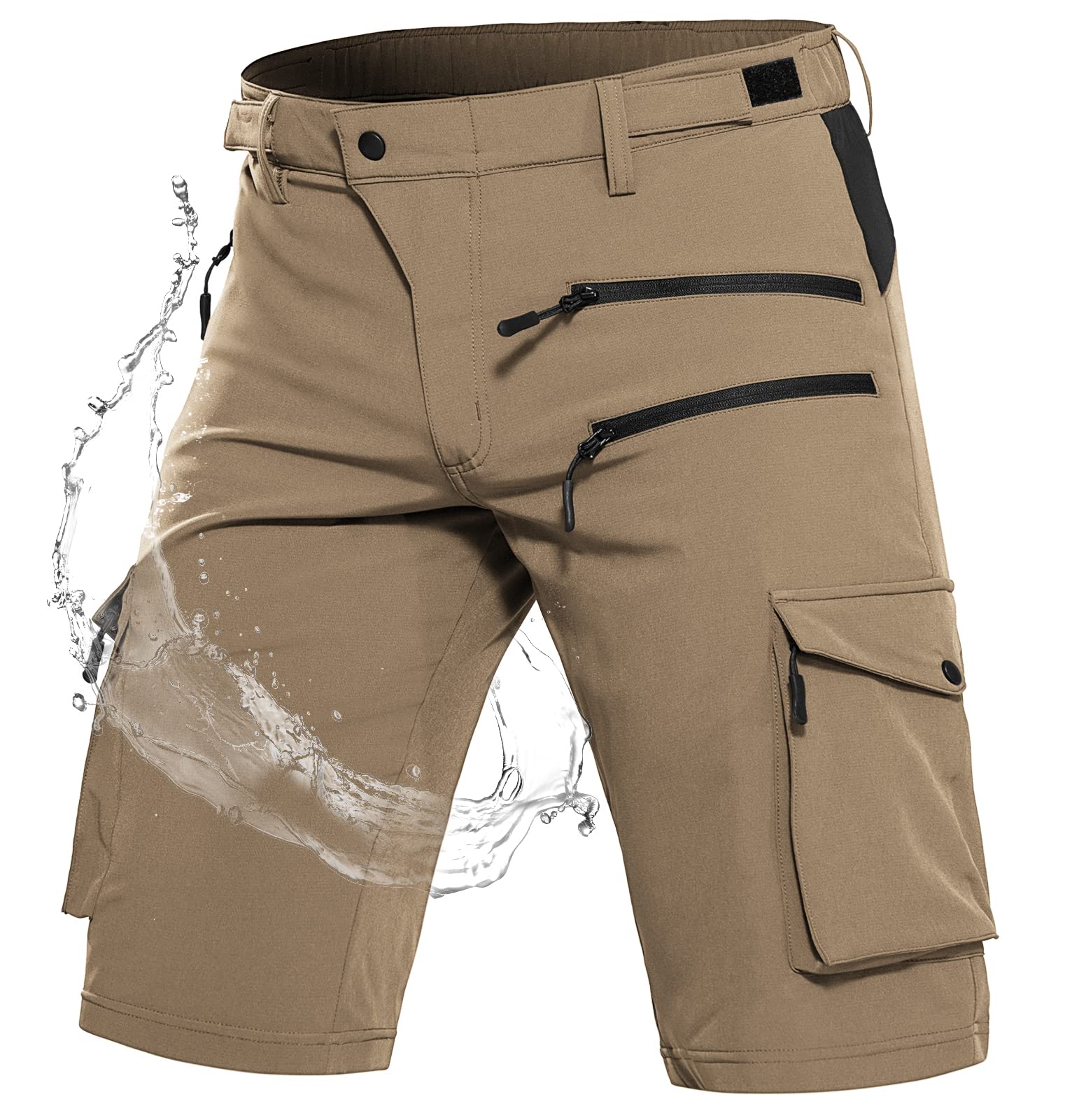 Wespornow Men's-Hiking-Shorts Tactical Shorts Lightweight-Quick-Dry-Outdoor-Cargo-Casual-Shorts for Hiking Cycling (Khaki, Large)