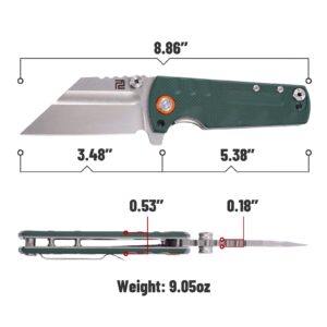 ARTISANCUTLERY Tactical Knife Proponent Folding Knife D2 Steel Blade with G10 Handle Fixed Blade EDC Knife for Hunting,Camping and Outdoor 1820P Green