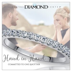 Central Diamond Center VOUS Matching Wedding Band in Solid Sterling Silver & Pure Brilliance Zirconia - Size 6