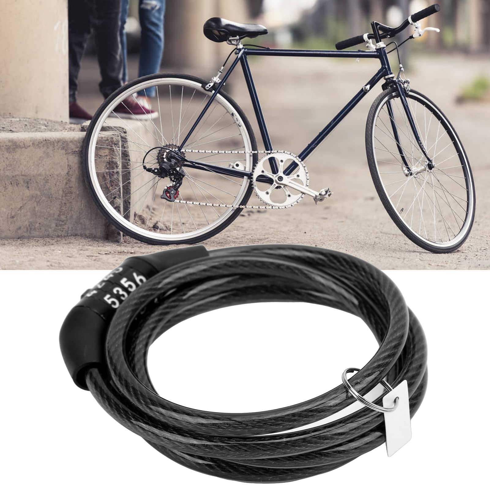 BuyWeek Bike Lock Cable, 4 Digit Bicycle Combination Lock Prevent Theft Bicycle Safety Lock for Mountain Bike Road Bike