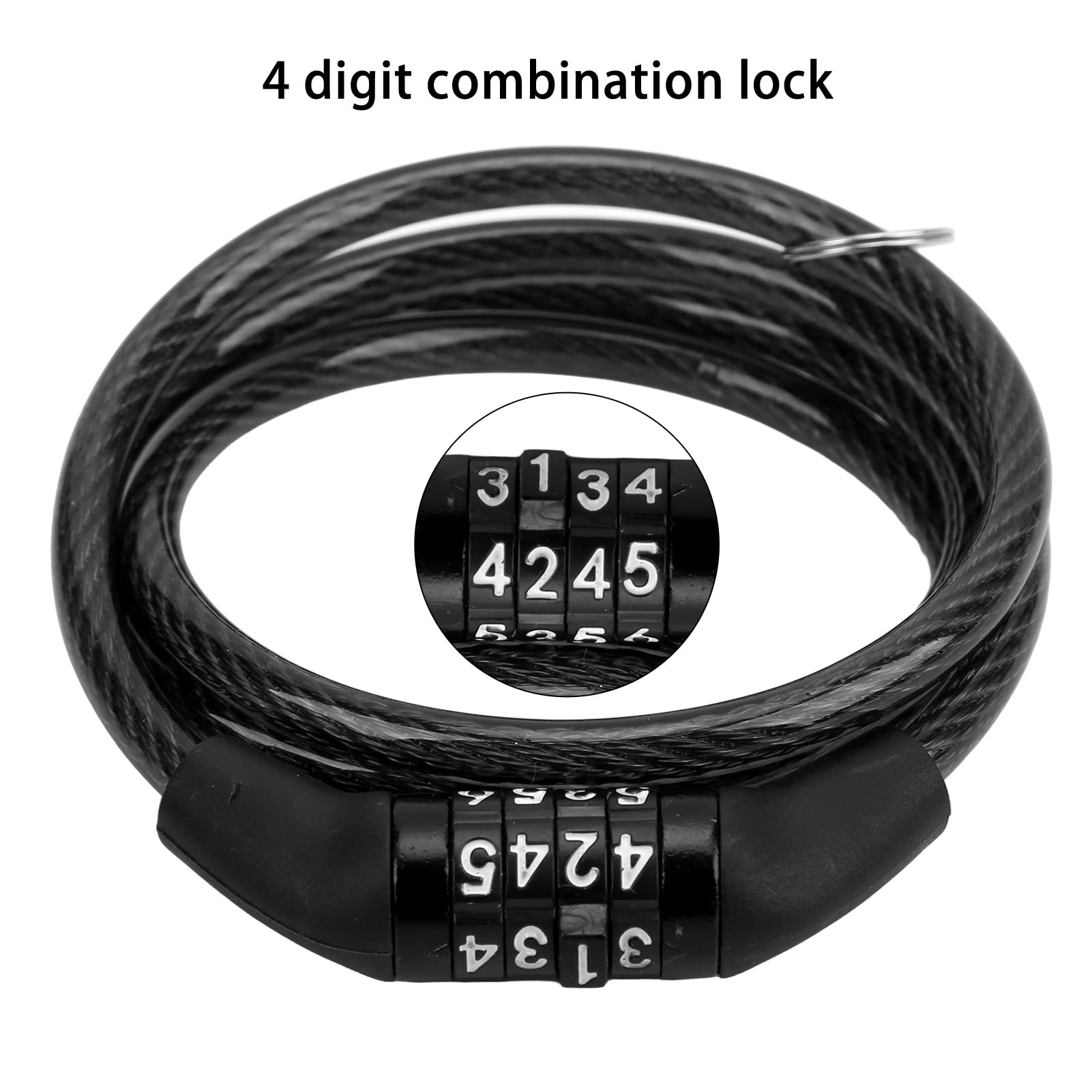 BuyWeek Bike Lock Cable, 4 Digit Bicycle Combination Lock Prevent Theft Bicycle Safety Lock for Mountain Bike Road Bike