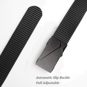 Drizzte Big and Tall Size 67'' Mens Black Nylon Belt Automatic Ratchet Buckle Slide Web Belts