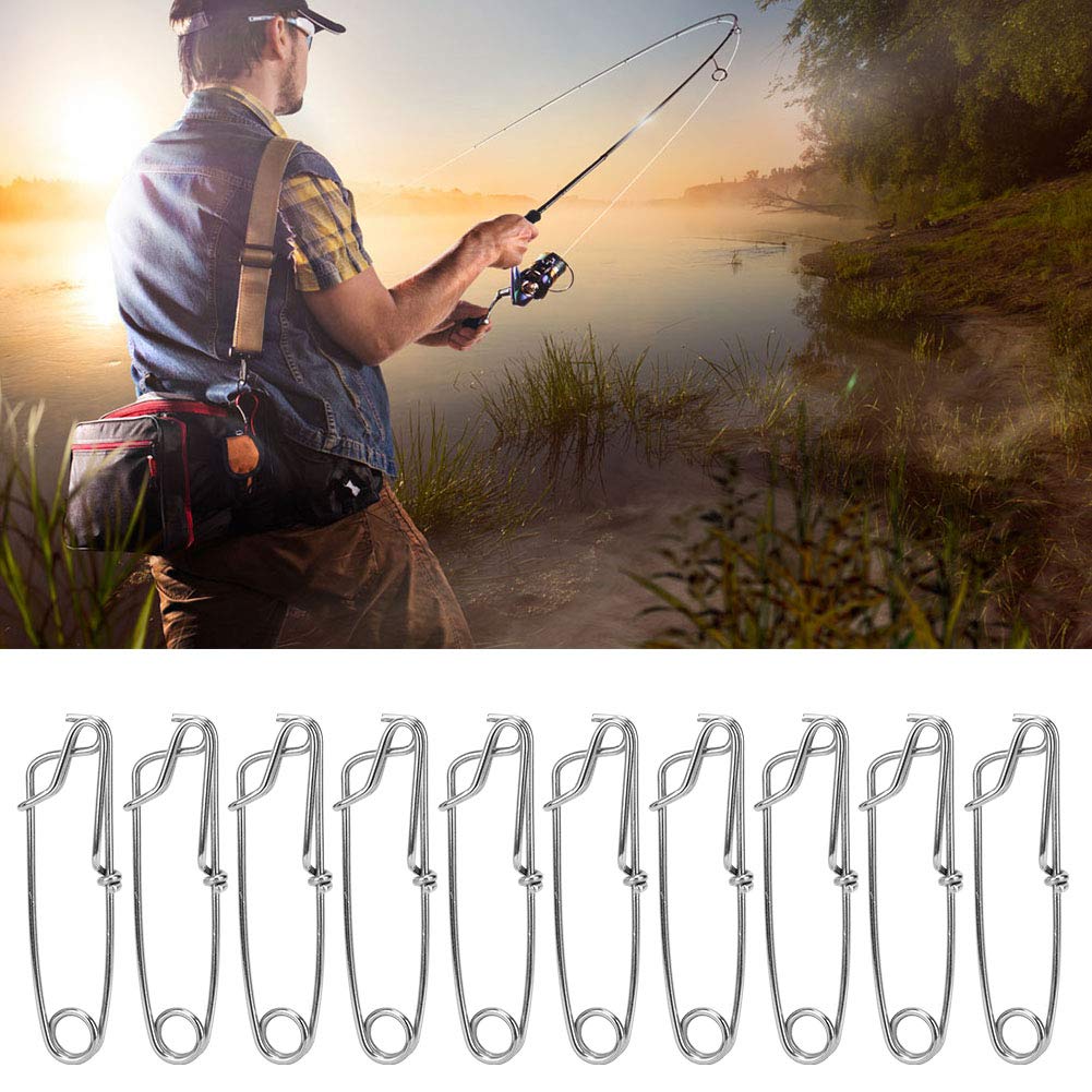 SOONALL 10Pcs Longline Snap Clip, Stainless Steel Long Line Fishing Tuna Clips, Longline Branch Hangers Snap Clip Tuna Clamp Fishing Tackle - 2.6X100mm