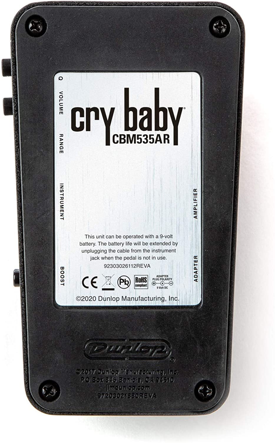 Briskdrop Dunlop CBM535AR Cry Baby Q Mini Auto-Return Wah Pedal Bundle with Dunlop ECB003 Power Supply and Patch Cables,CBM535ARbundle