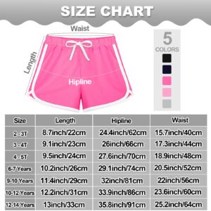 Resinta 5 Packs Girls Cotton Athletic Shorts Active Running Shorts Toddler Summer Shorts Dolphin 6-7 Year