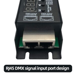 5 Channel DMX Decoder with RDM Digital Display,DMX512 Dimmer Driver PWM RGBCCT LED Controller for RGBWW RGBW or 5group White lightstrips LED Module Light Input 12V-48VDC