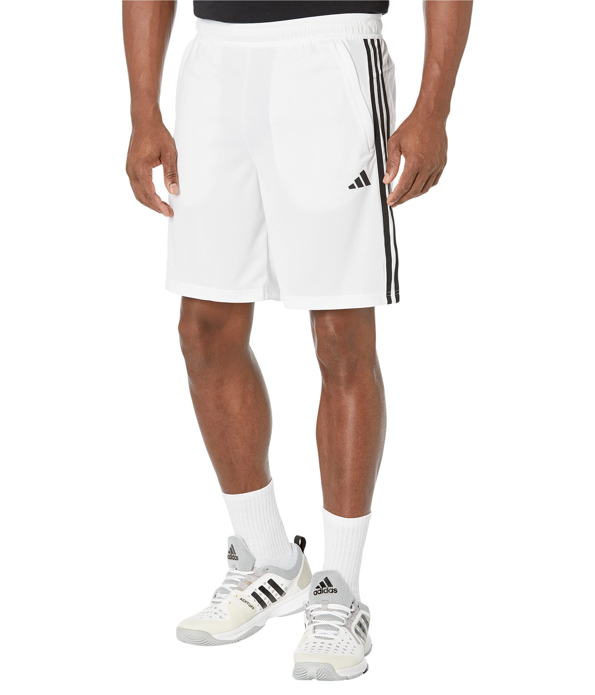 adidas Men's Essentials Pique 3-Stripes Training Shorts, White/Black, 3X-Large