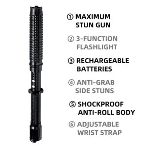 MALTERZER Rechargeable Self-Defense Flashlight Perfect for Pet Walking, Portable, Survival, Outdoors (Black)