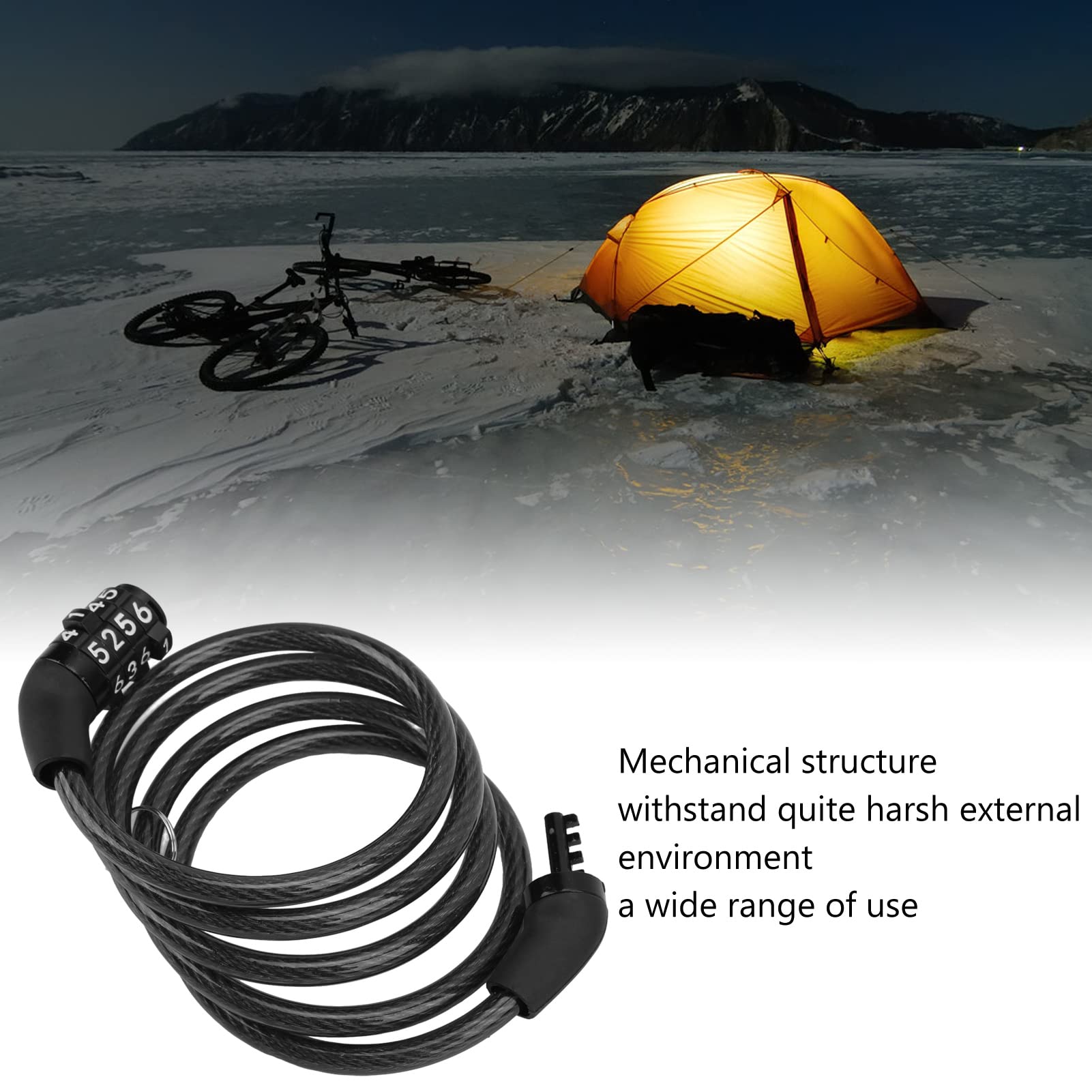 BuyWeek Bike Lock Cable, 4 Digit Bicycle Combination Lock Prevent Theft Bicycle Safety Lock for Mountain Bike Road Bike