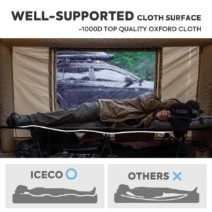 ICECO Camping Cot for Adults, Folding Cot for Camping, Portable Bed Sleeping Cot, Lightweight Backpacking Cot Strong Support 400 Lbs, Tent, Outdoor, Hiking, Travel, RV, Beach