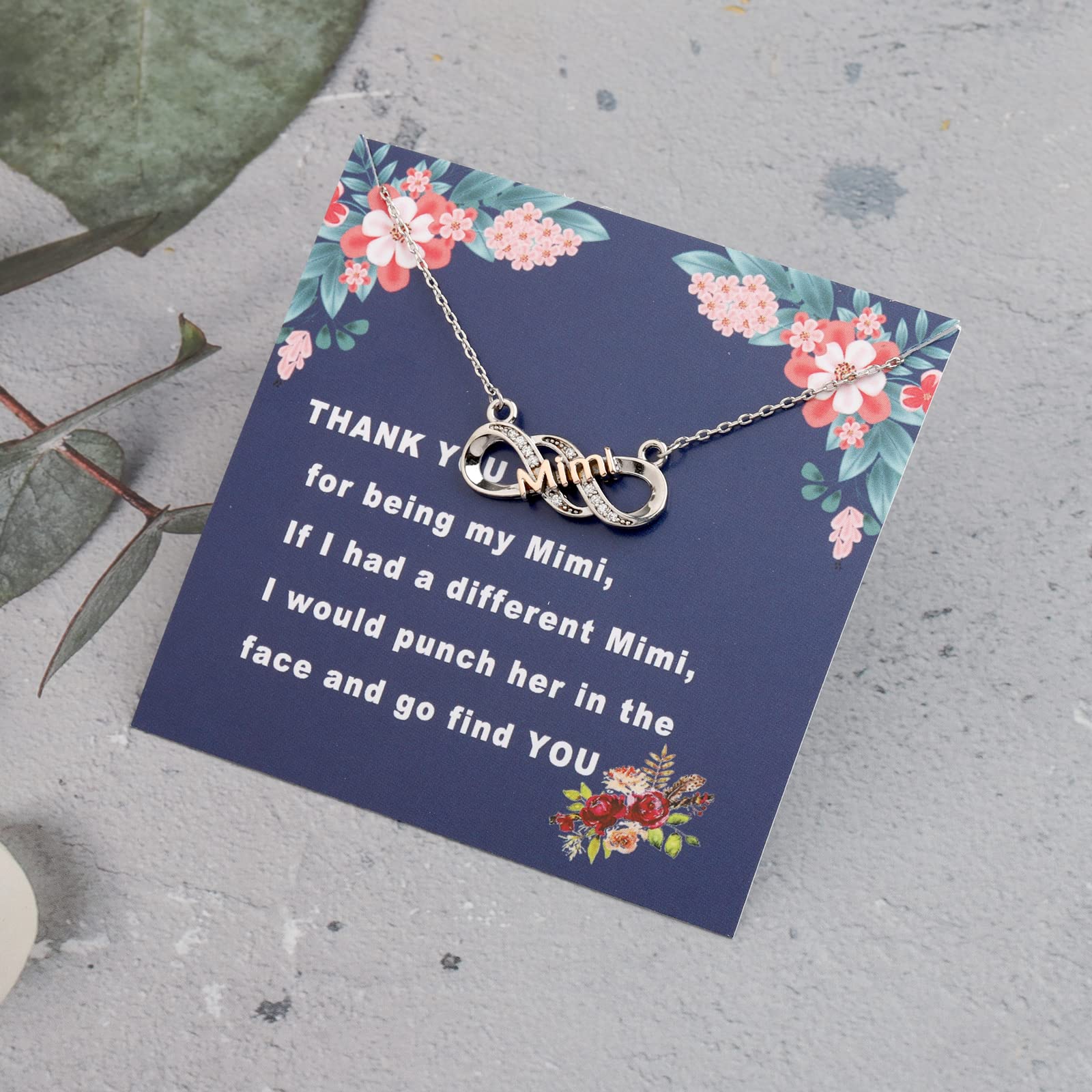 LQRI Mimi Necklace Thank You Mimi Gifts Thank You For Being My Mimi Infinity Necklace Best Mimi Ever Gift Mothers Day Jewelry Gifts for Grandma Mimi (silver)