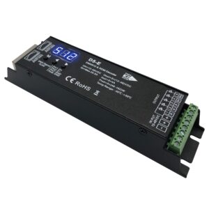 5 channel dmx decoder with rdm digital display,dmx512 dimmer driver pwm rgbcct led controller for rgbww rgbw or 5group white lightstrips led module light input 12v-48vdc