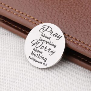 DINLUNED Christian pocket hug token Bible Verse Coin Inspirational Cross Religious Jewelry Catholic Christian Baptism Gift Religious Gifts (Philippians 4:6.)