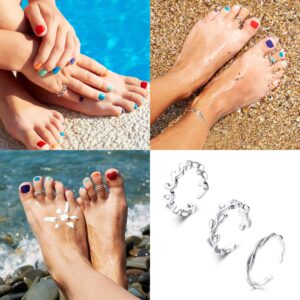 ORAZIO 30PCS Anklet Toe Rings Silver Rose Gold Plated Toe Rings Ankle Bracelets For Women Cute Anklets Open Tail Rings Adjustable Summer Beach Foot Jewelry