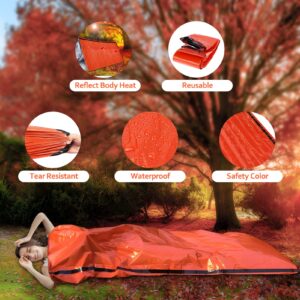 Homelove Waterproof Emergency Mylar Blanket Bivy Sack, with Lightweight Portable Nylon Sack for for Camping Hiking Outdoor Adventure Activities,orange