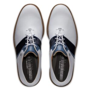 FootJoy Men's Premiere Series-Packard Golf Shoe, White/Navy/Light Blue, 10