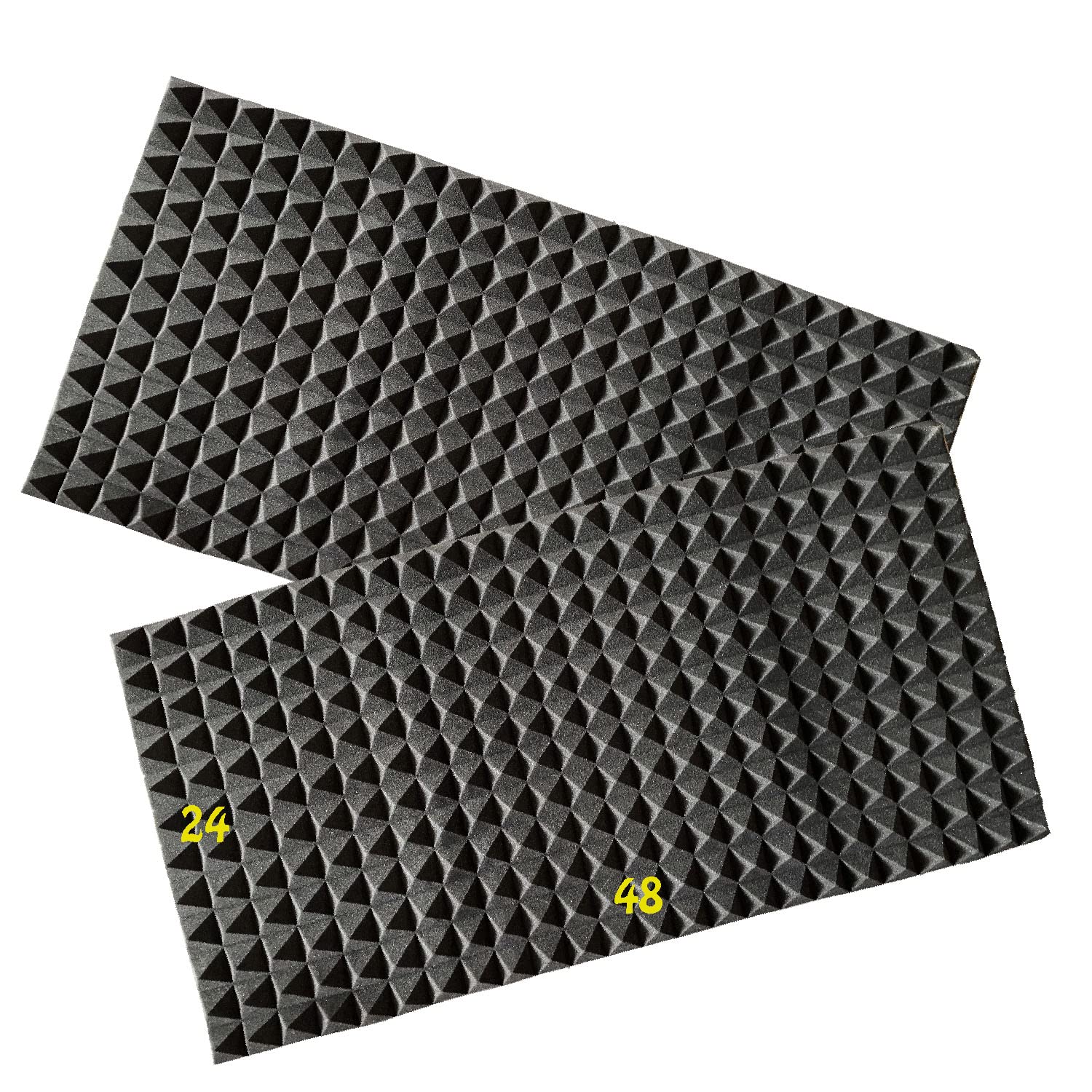 8 Pack Acoustic Foam Panels，Musical instrument room cinema KTV acoustics Panel black PYRAMID large size sound absorbing foam board 2" × 24” × 48”