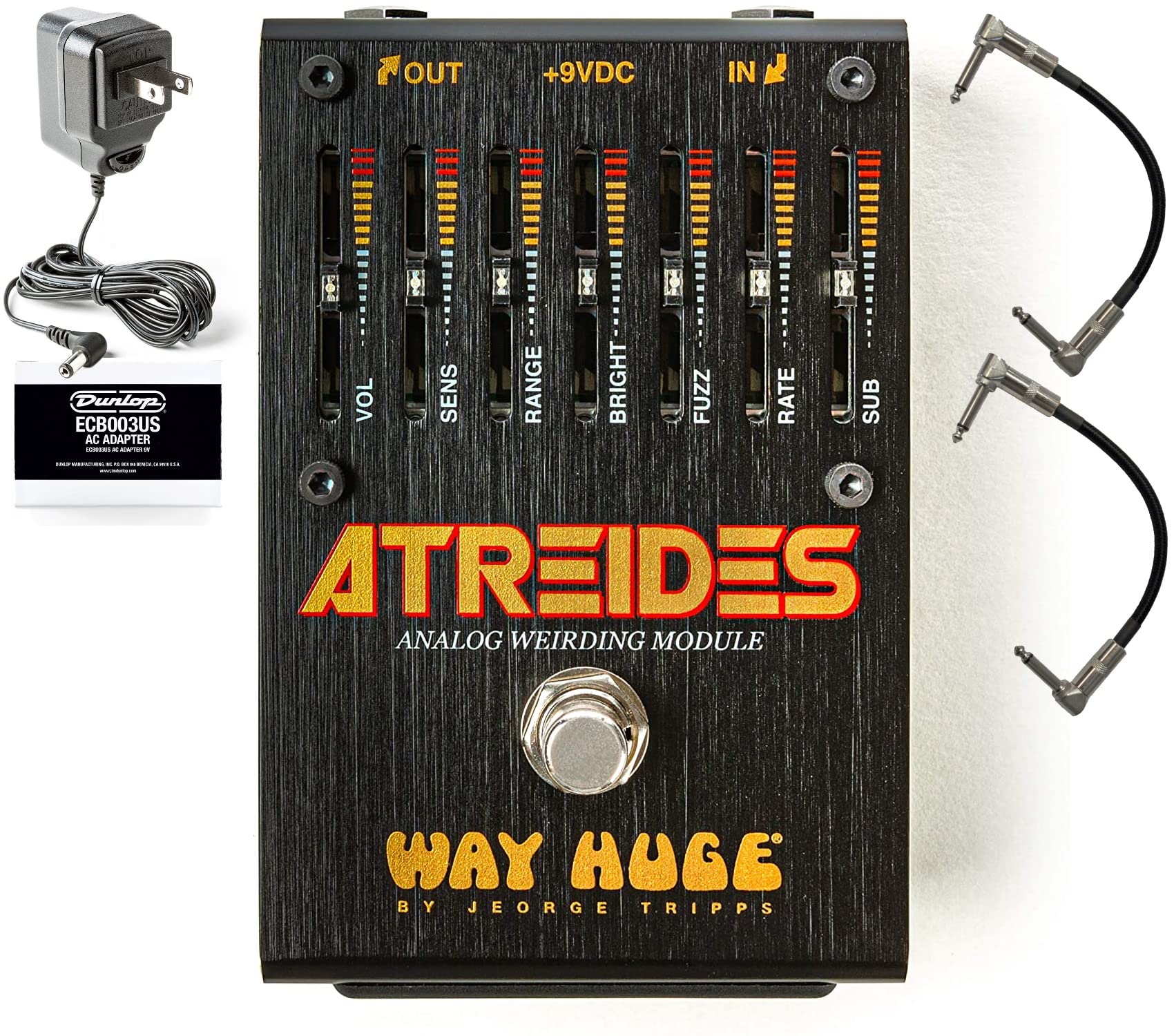 Briskdrop Way Huge WHE900 Atreides Analog Weirding Module Pedal Bundle with Dunlop ECB003 Power Supply & Patch Cables, WHE900-ECB003