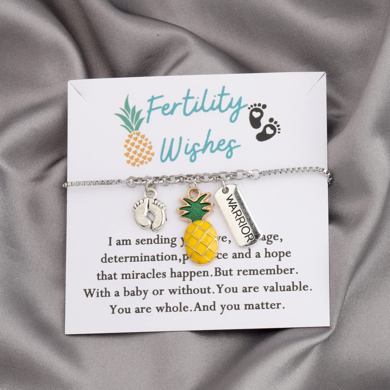 MYOSPARK IVF Fertility Wish Gift IVF Infertility Warrior Pineapple Bracelet IVF Encouragement Gifts for Women (Fertility Wish BR)