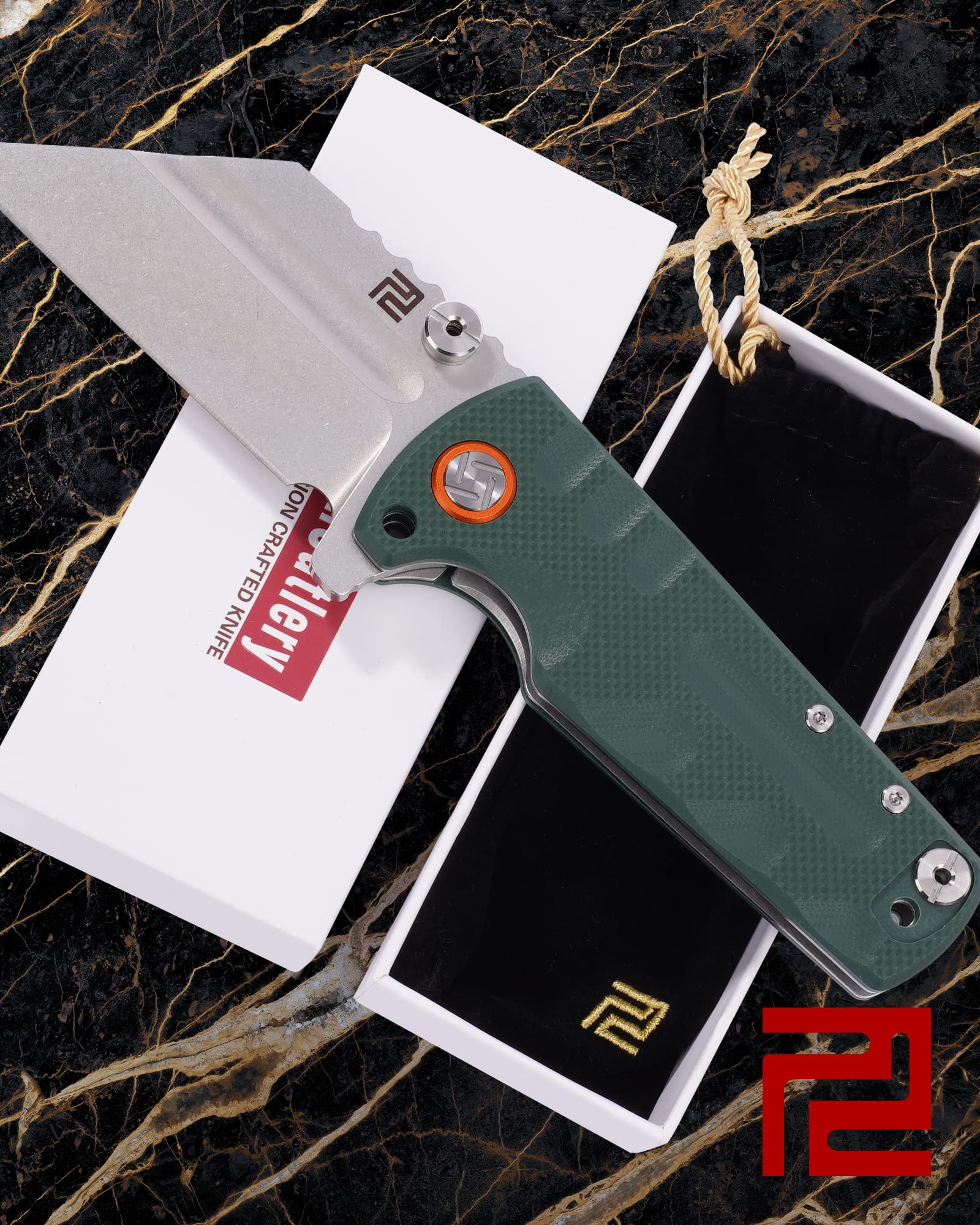 ARTISANCUTLERY Tactical Knife Proponent Folding Knife D2 Steel Blade with G10 Handle Fixed Blade EDC Knife for Hunting,Camping and Outdoor 1820P Green