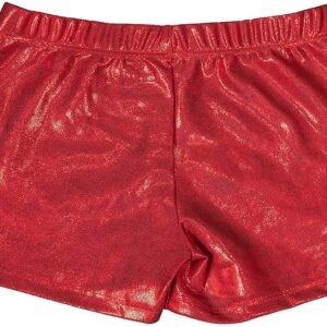 Aosva Little Big Girls' 2 PCS Sparkle Dance Tumbling Athletic Gymnastics Red Shorts for Girls 5-6Years